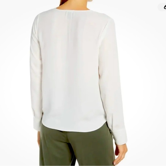 Halogen Women’s Cross Front Long Sleeve Low Cut Blouse White Ivory Cloud Size S - Picture 3 of 11